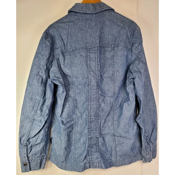Vintage LEE jean Chambray Snap Shirt Men's Large Made USA Pockets Metal